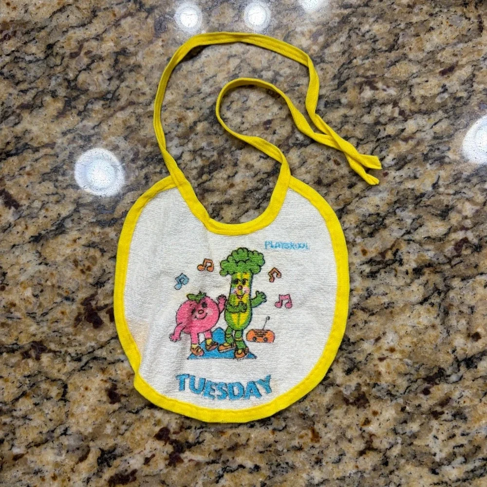 Vintage Playskool Baby Bibs Set of 3 Tuesday Wednesday Thursday Days of the Week